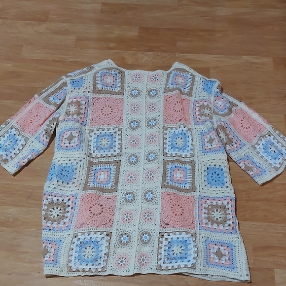 POL Pastel Open Front Granny Square Cardigan. NWOT - Picture 3 of 5